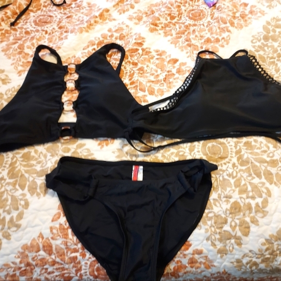 2 Aerie bikini halter tops and 1 Apollo bottom-medium - Picture 1 of 6